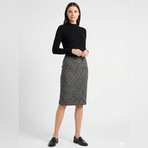 GIAMBATTISTA VALLI Wool Mohair Silk Blend Silk Lined Tweed Pencil Skirt IT Sz 42
